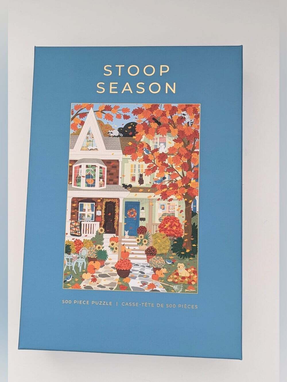 NEW IN BOX Hobbry "Stoop Season" Fall/Autumn Scene 500-Piece Puzzle